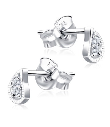 Water Drop Shaped with CZ Stones Stud Earring STS-2764