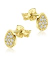 Water Drop Shaped with CZ Stones Stud Earring STS-2765