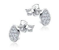 Water Drop Shaped with CZ Stones Stud Earring STS-2765
