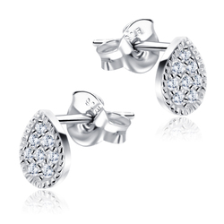 Water Drop Shaped with CZ Stones Stud Earring STS-2765