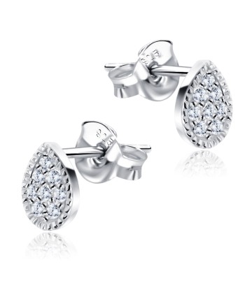 Water Drop Shaped with CZ Stones Stud Earring STS-2765