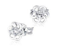 Flower Shaped with CZ Stone Stud Earring STS-2766