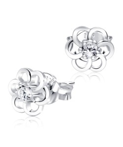 Flower Shaped with CZ Stone Stud Earring STS-2766