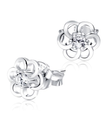 Flower Shaped with CZ Stone Stud Earring STS-2766