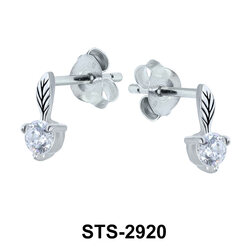 Leaf Shaped with CZ Stone Stud Earring STS-2920