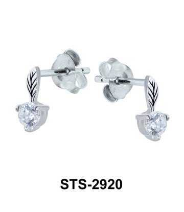 Leaf Shaped with CZ Stone Stud Earring STS-2920