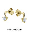 Leaf Shaped with CZ Stone Stud Earring STS-2920