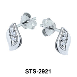 Leaf Shaped with CZ Stones Stud Earring STS-2921