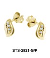 Leaf Shaped with CZ Stones Stud Earring STS-2921