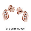 Leaf Shaped with CZ Stones Stud Earring STS-2921