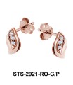 Leaf Shaped with CZ Stones Stud Earring STS-2921