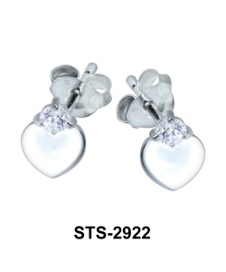 Heart Shaped with CZ Stone Stud Earring STS-2922