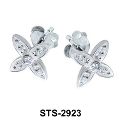 Flower Shaped with CZ Stones Stud Earring STS-2923
