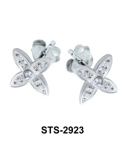 Flower Shaped with CZ Stones Stud Earring STS-2923