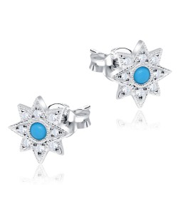 Turquoise with CZ Stones Stud Earring STS-2929