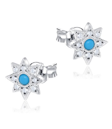 Turquoise with CZ Stones Stud Earring STS-2929