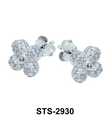 Flower with CZ Stones Stud Earring STS-2930