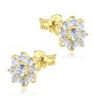 Flower Shaped CZ Stones Stud Earring STS-2966