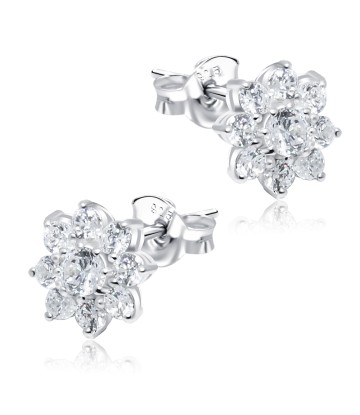 Flower Shaped CZ Stones Stud Earring STS-2966