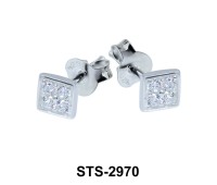 Square Shaped CZ Stones Stud Earring STS-2970
