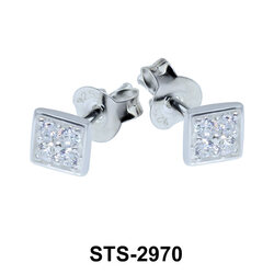Square Shaped CZ Stones Stud Earring STS-2970