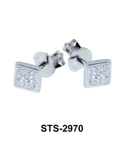 Square Shaped CZ Stones Stud Earring STS-2970