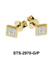 Square Shaped CZ Stones Stud Earring STS-2970