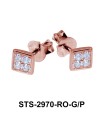 Square Shaped CZ Stones Stud Earring STS-2970