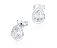 CZ Teardrop Shaped Silver Ear Stud STS-3366