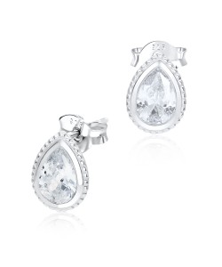 CZ Teardrop Shaped Silver Ear Stud STS-3366