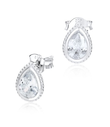 CZ Teardrop Shaped Silver Ear Stud STS-3366