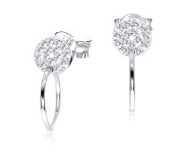 Circle Shaped CZ Silver Ear Stud STS-3593