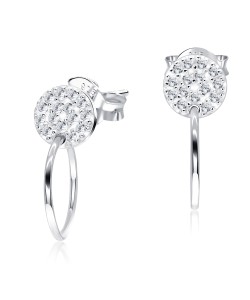 Circle Shaped CZ Silver Ear Stud STS-3593