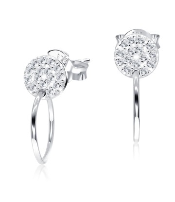 Circle Shaped CZ Silver Ear Stud STS-3593