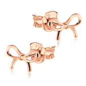 Tied Ribbon Shaped Rose Gold Plated Silver Stud Earrings STS-364-RO-GP