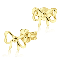 Tied Ribbon Shaped Gold Plated Stud Earrings STS-366-GP
