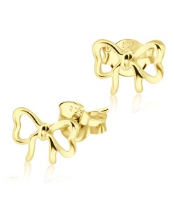 Tied Ribbon Shaped Gold Plated Stud Earrings STS-366-GP