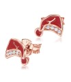 Enamel Christmas Hat With  Crystal Silver Stud Earrings STS-5518E