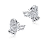 Christmas Mitten with CZ Silver Stud Earrings STS-5520