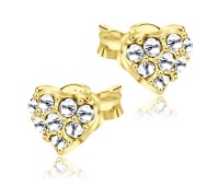 Stone Studded Heart Shaped gold Plated Stud Earring STS-65-GP