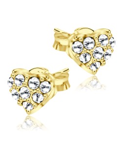 Stone Studded Heart Shaped gold Plated Stud Earring STS-65-GP