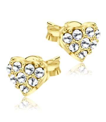 Stone Studded Heart Shaped gold Plated Stud Earring STS-65-GP