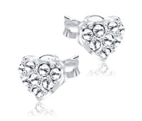 Stone Studded Heart Shaped Stud Earrings STS-65