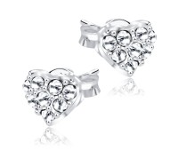 Stone Studded Heart Shaped Stud Earrings STS-65