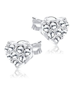 Stone Studded Heart Shaped Stud Earrings STS-65