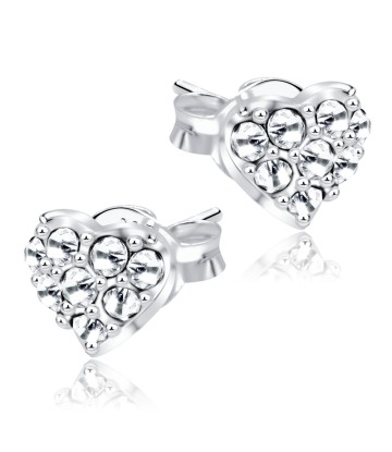 Stone Studded Heart Shaped Stud Earrings STS-65