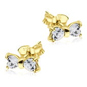 Stone Set Bow Shaped Gold Plated Silver 925 Ear STS-66-GP