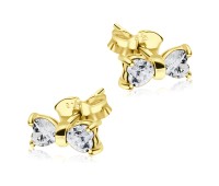 Stone Set Bow Shaped Gold Plated Silver 925 Ear STS-66-GP