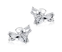 Stone Set Bow Shaped Silver 925 Ear STS-66