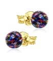 Rainbow Stone Set Silver Studs Earring STS-70E